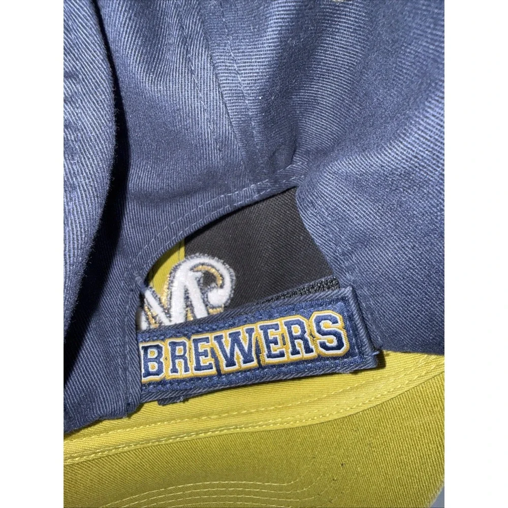 Milwaukee Brewers Hat Cap Mens One Size Blue Tan MLB Baseball